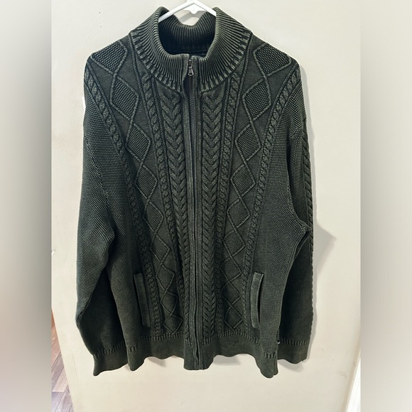 Nautica Other - Nautica Men's 100% Cotton Cable-Knit Sweater, Forest Night Full Zip XXL